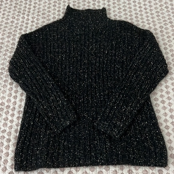 Frye Rollneck Sweater Jet Black Marled Wool Blend Oversized Turtleneck Size XS - Picture 4 of 12